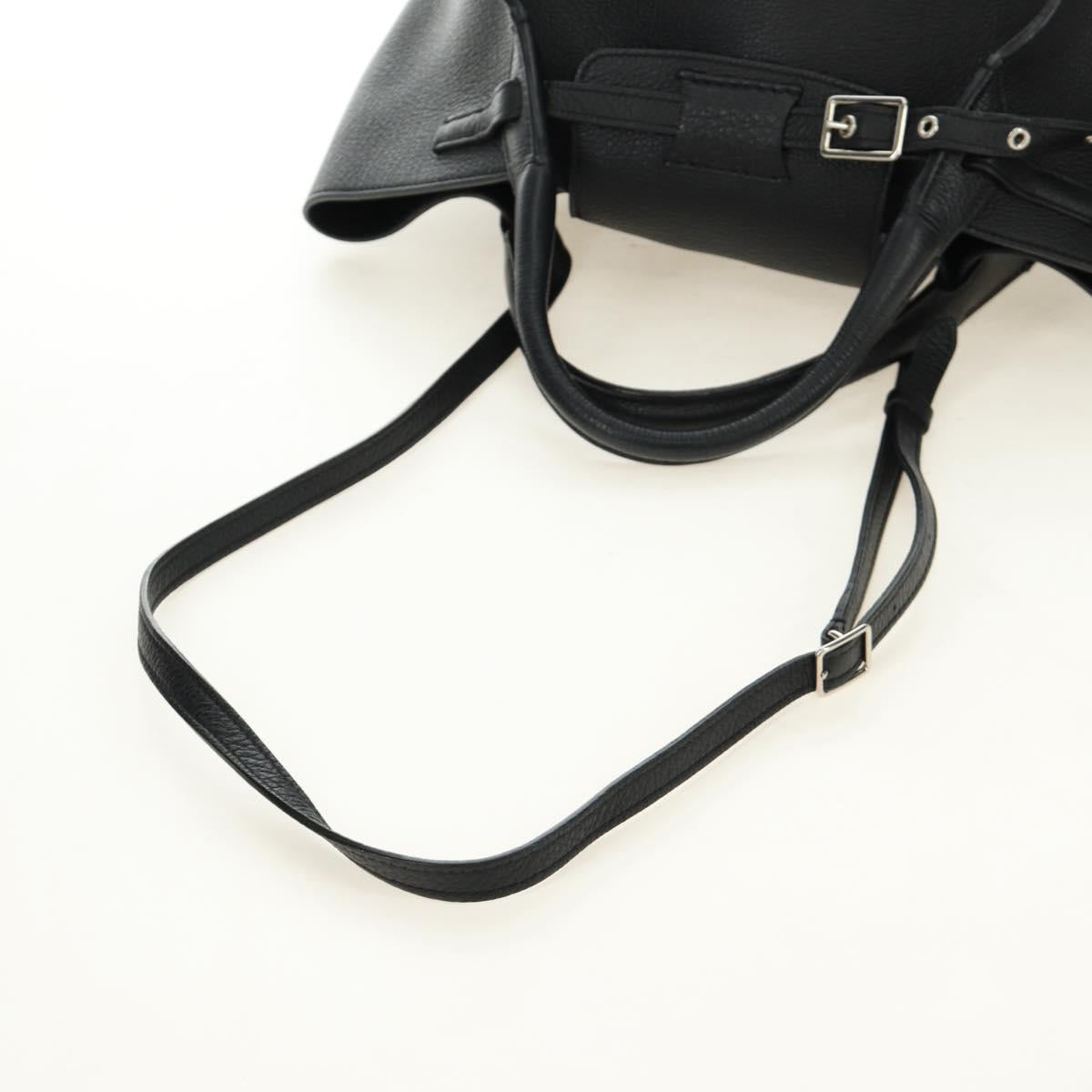 CELINE Big bag Small Hand Bag Leather Black Silver Auth 189349SAM