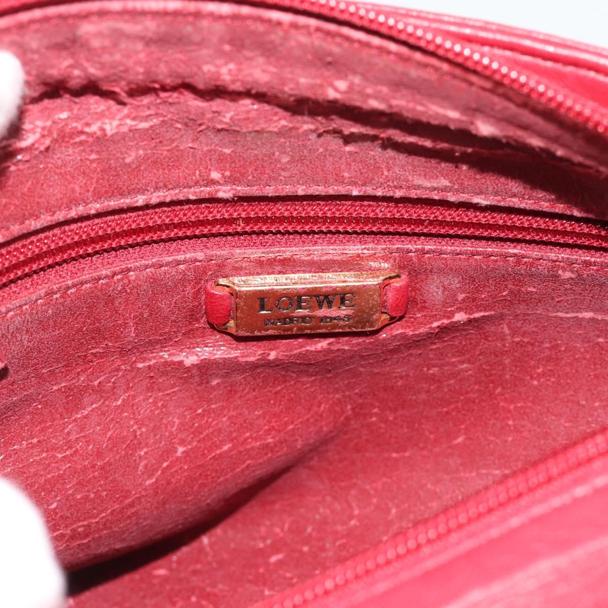 LOEWE Anagram Shoulder Bag Leather Red Auth 189350