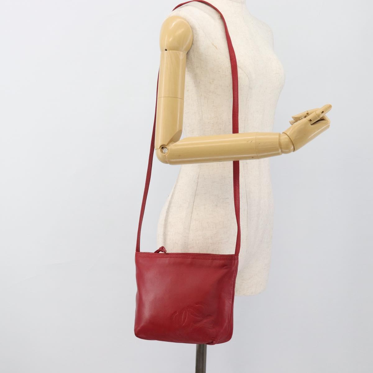 LOEWE Anagram Shoulder Bag Leather Red Auth 189350