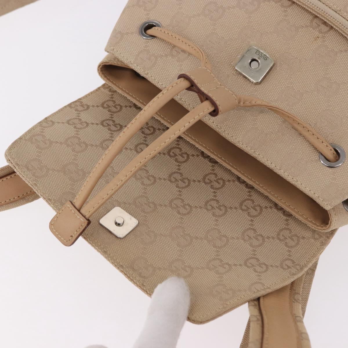 GUCCI GG Canvas Backpack Beige Silver 003 0242 Auth 189357A