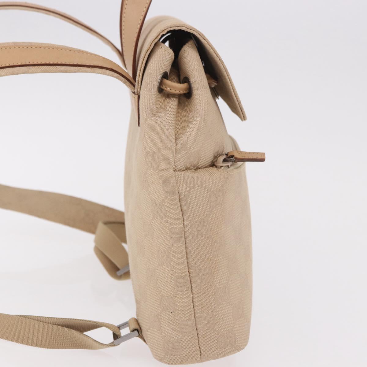 GUCCI GG Canvas Backpack Beige Silver 003 0242 Auth 189357A