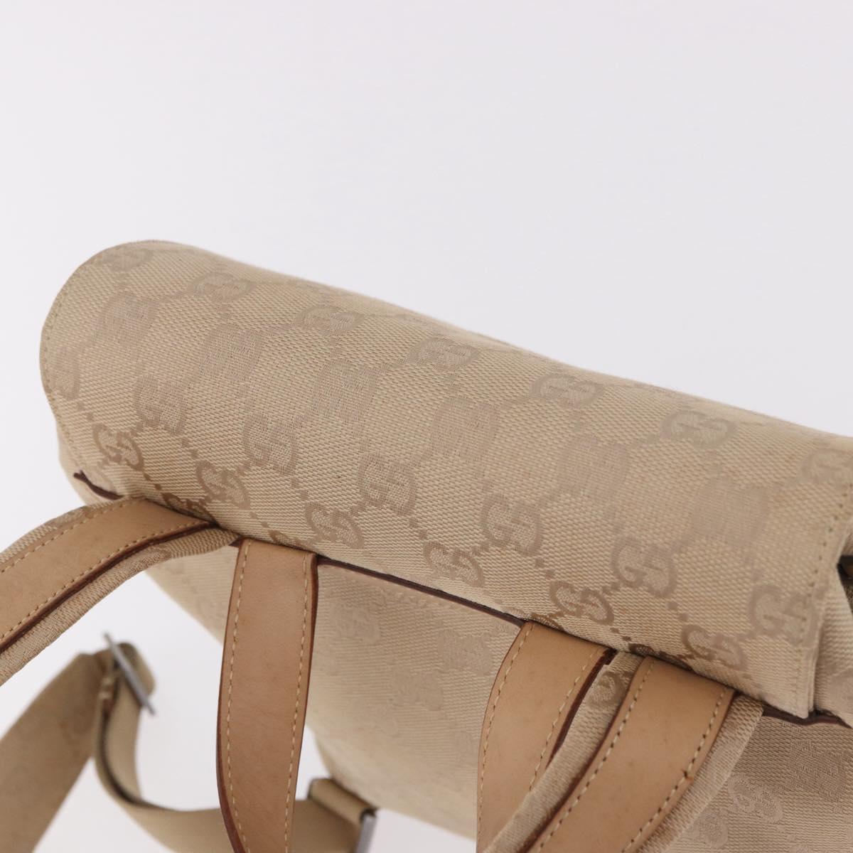 GUCCI GG Canvas Backpack Beige Silver 003 0242 Auth 189357A