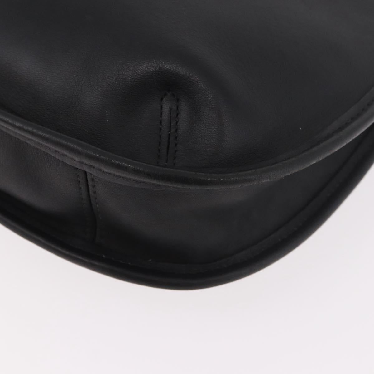 Coach Shoulder Bag Leather Black Gold Auth 189362A