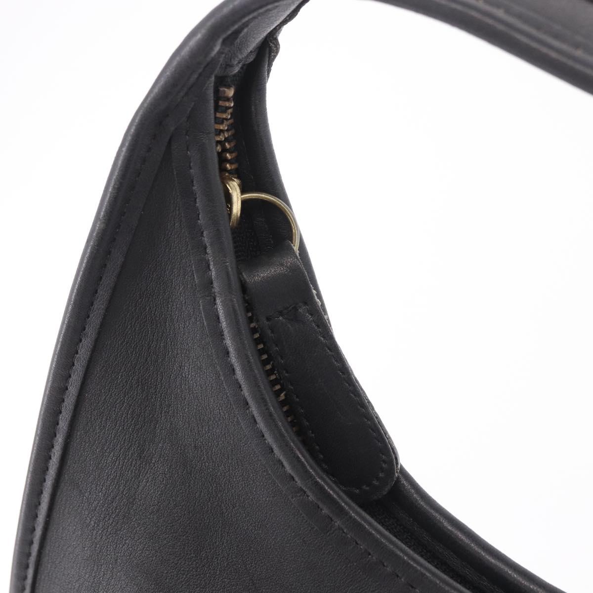 Coach Shoulder Bag Leather Black Gold Auth 189362A