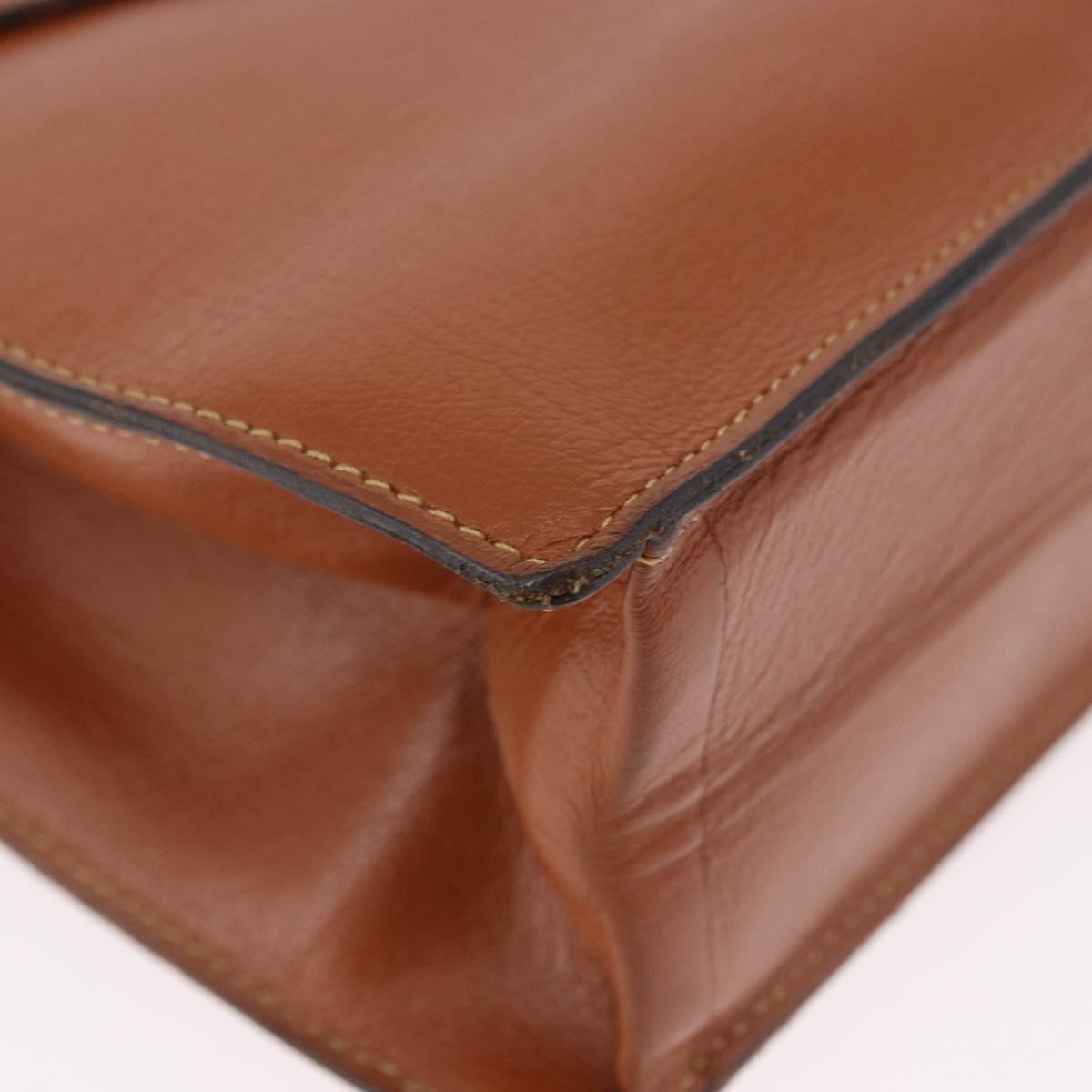 Christian Dior Shoulder Bag Leather Brown Gold Auth 189363