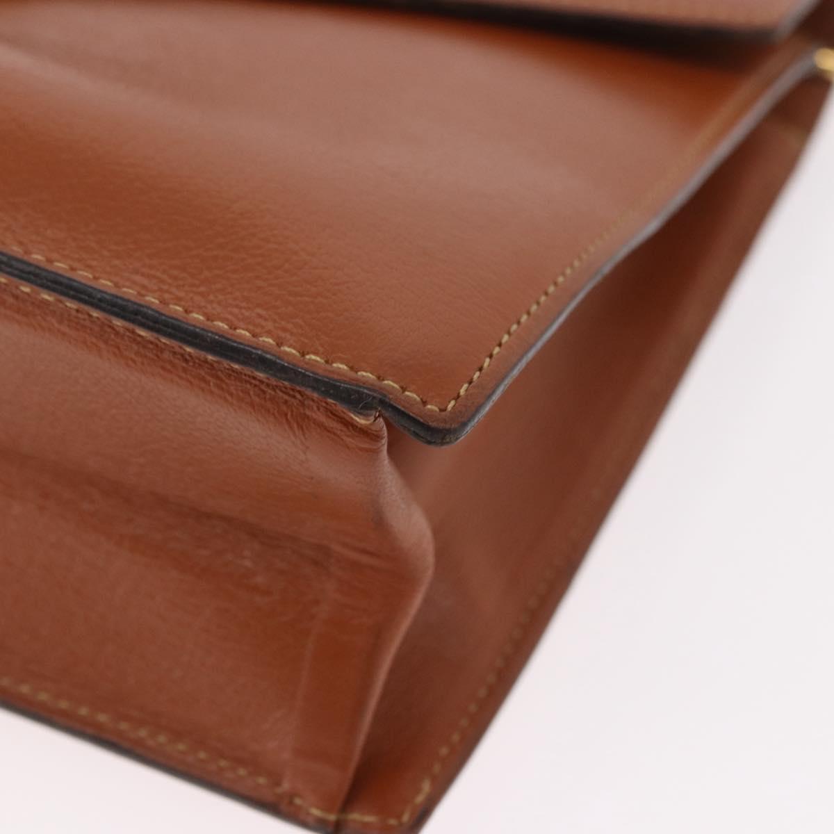 Christian Dior Shoulder Bag Leather Brown Gold Auth 189363