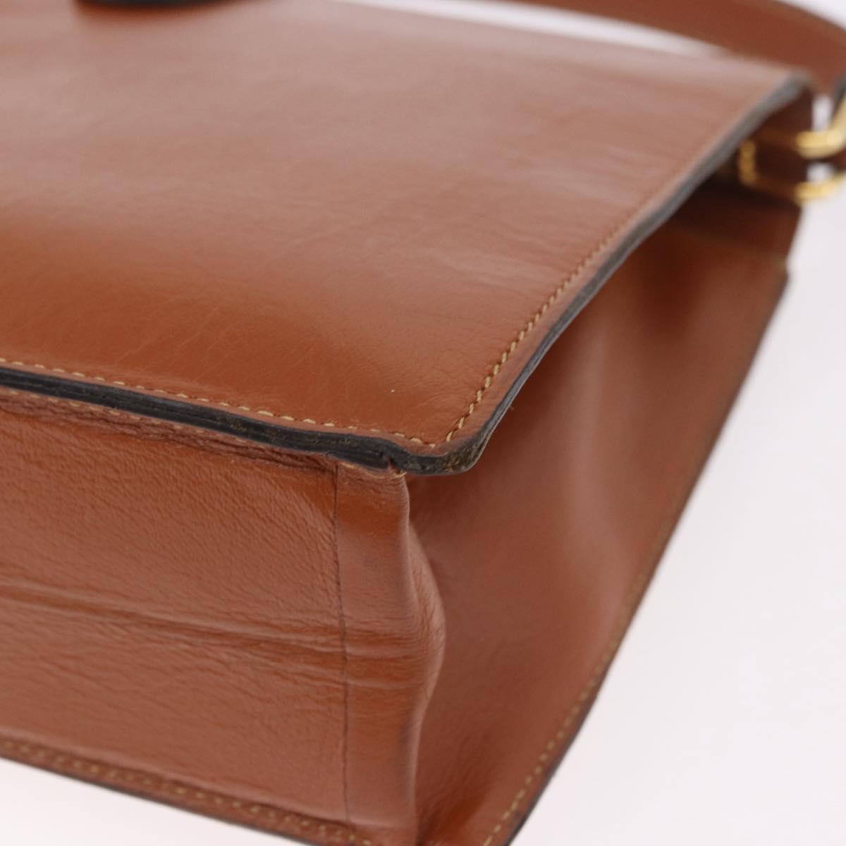 Christian Dior Shoulder Bag Leather Brown Gold Auth 189363