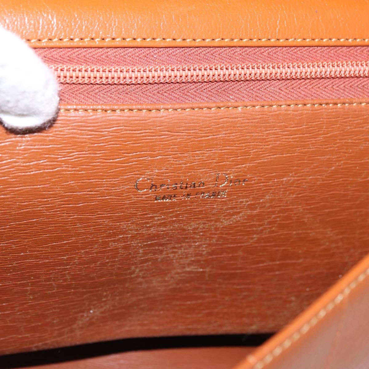 Christian Dior Shoulder Bag Leather Brown Gold Auth 189363
