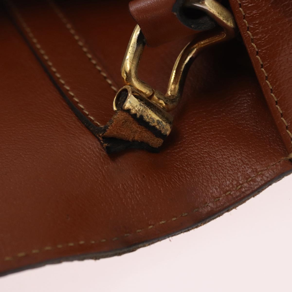 Christian Dior Shoulder Bag Leather Brown Gold Auth 189363