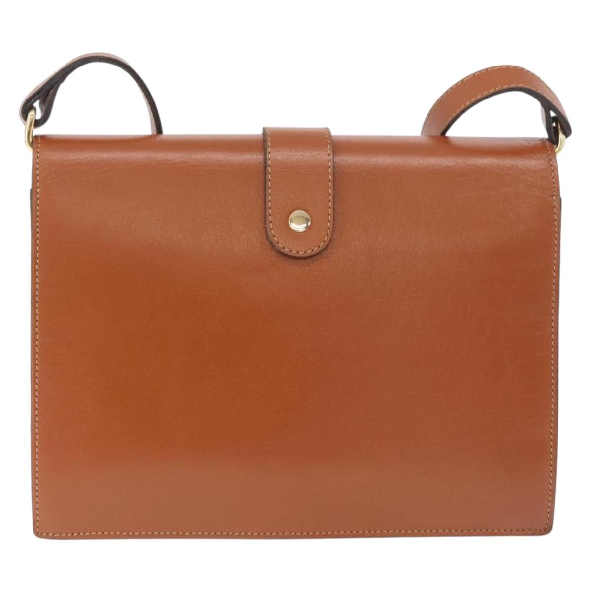 Christian Dior Shoulder Bag Leather Brown Gold Auth 189363