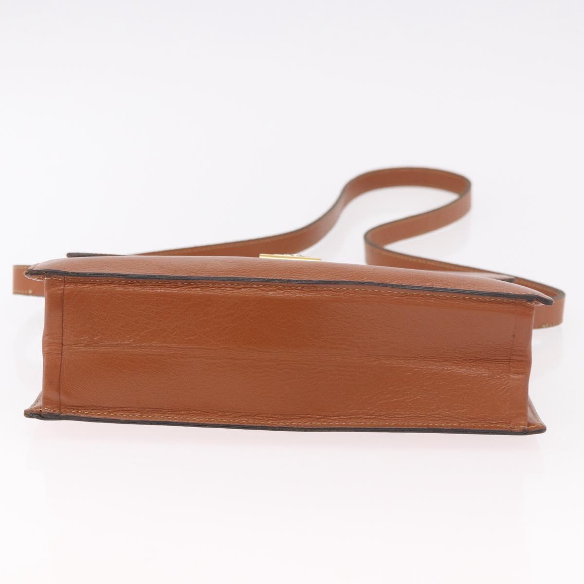 Christian Dior Shoulder Bag Leather Brown Gold Auth 189363