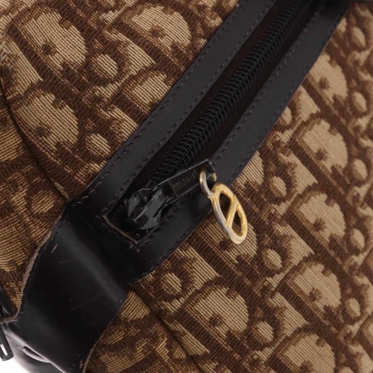 Christian Dior Trotter Canvas Boston Bag Brown Gold Auth 189366