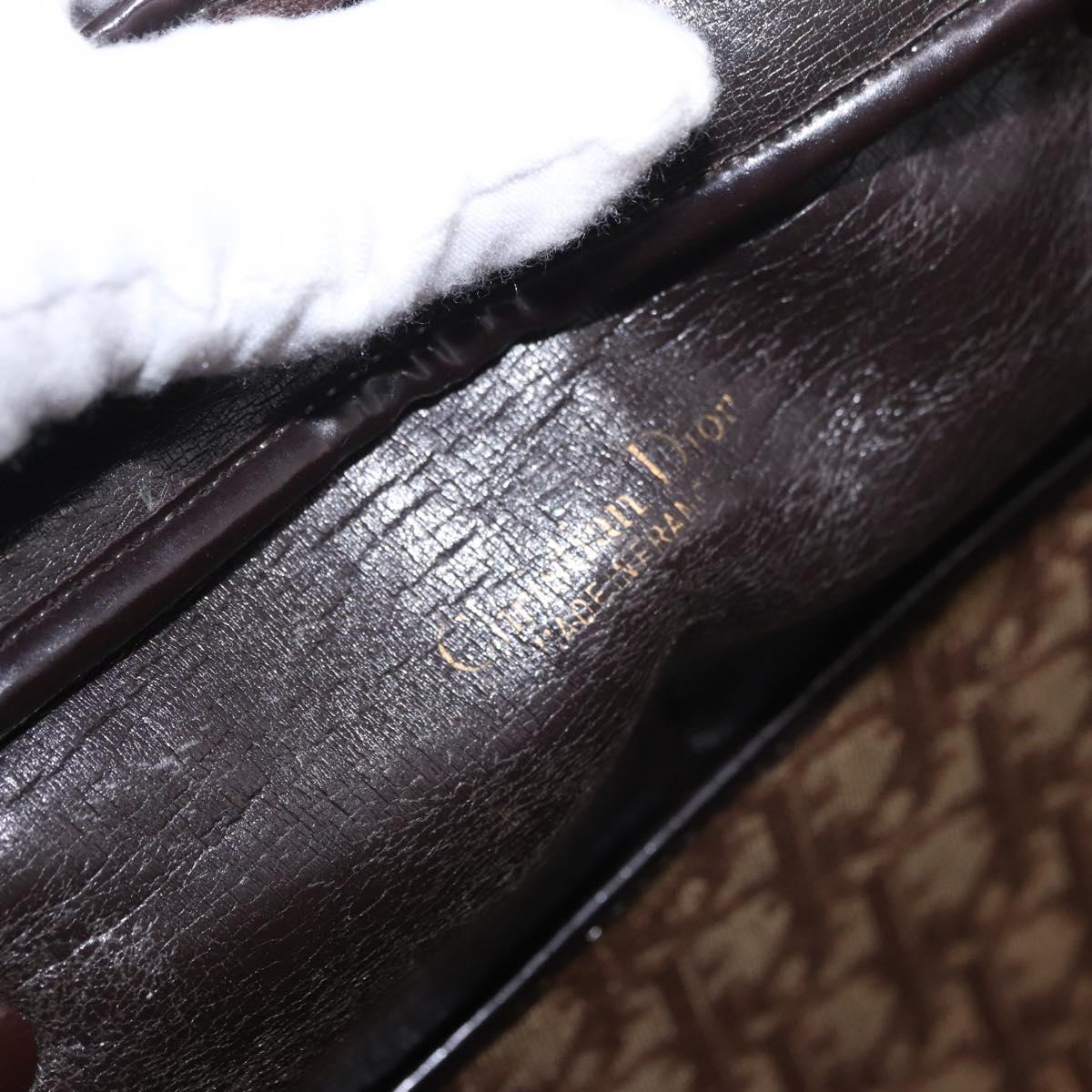 Christian Dior Trotter Canvas Boston Bag Brown Gold Auth 189366