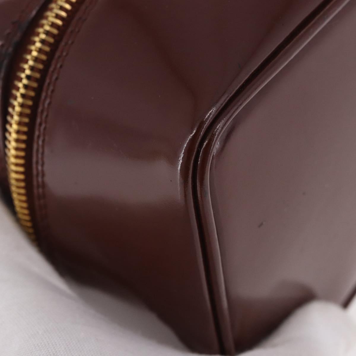 GUCCI Vanity Hand Bag Patent leather Bordeaux Gold 032 1956 0151 Auth 189367