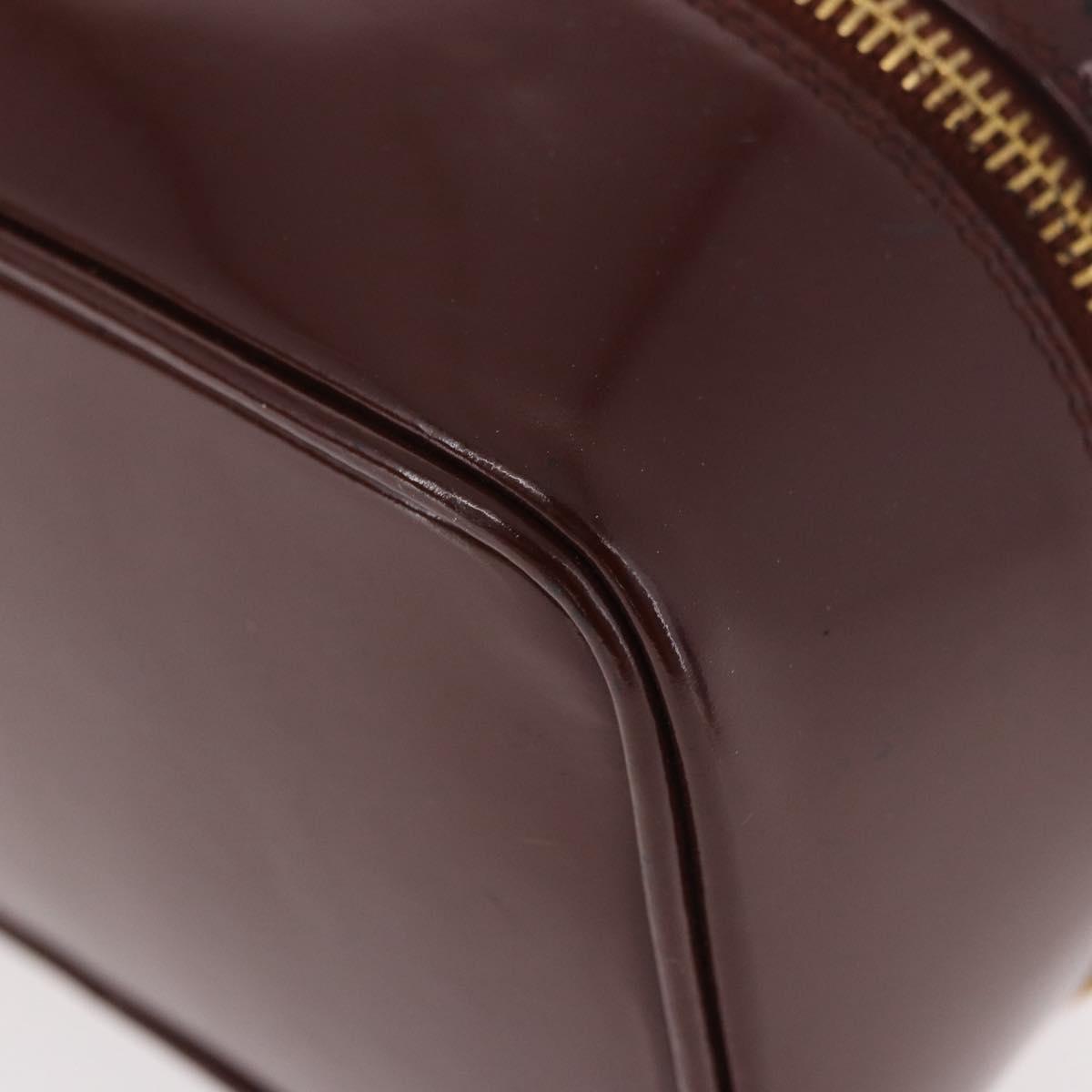 GUCCI Vanity Hand Bag Patent leather Bordeaux Gold 032 1956 0151 Auth 189367
