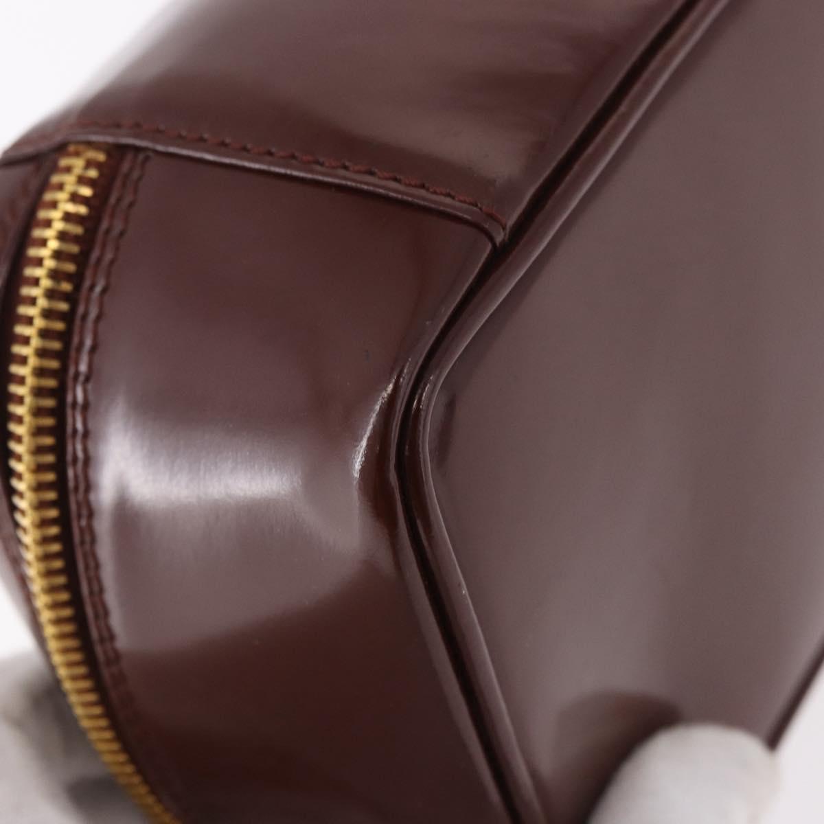 GUCCI Vanity Hand Bag Patent leather Bordeaux Gold 032 1956 0151 Auth 189367