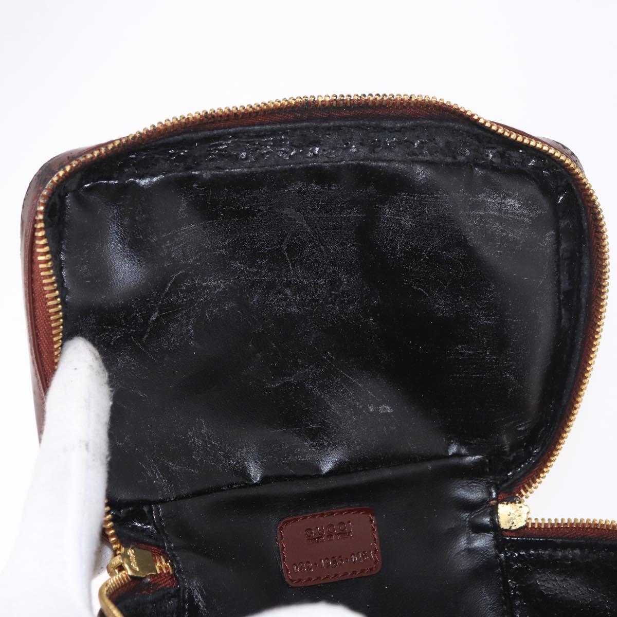 GUCCI Vanity Hand Bag Patent leather Bordeaux Gold 032 1956 0151 Auth 189367
