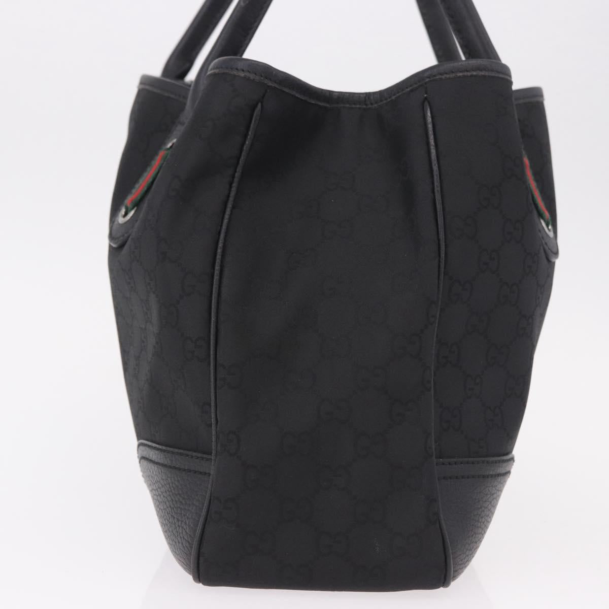 GUCCI GG Canvas Web Sherry Line Tote Bag Black Silver Red 293592 Auth 189381V