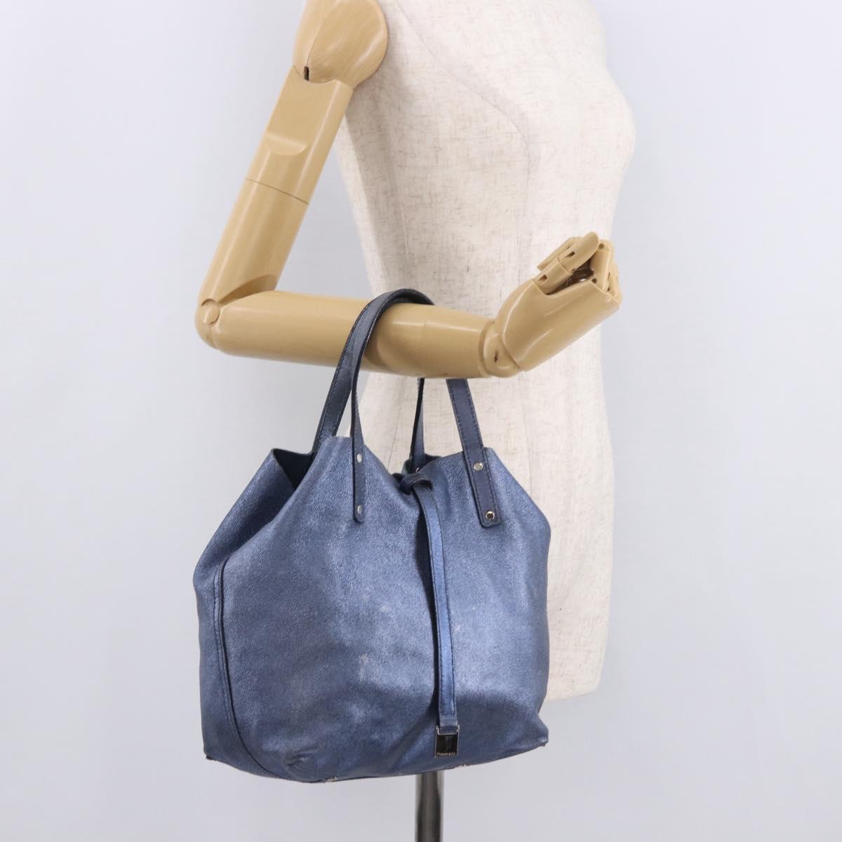 TIFFANY&Co. Reversible Hand Bag Suede Leather Blue Auth 189384