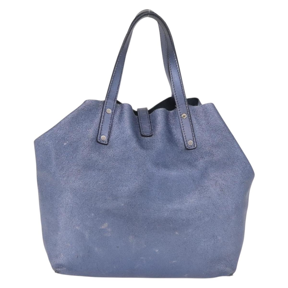 TIFFANY&Co. Reversible Hand Bag Suede Leather Blue Auth 189384