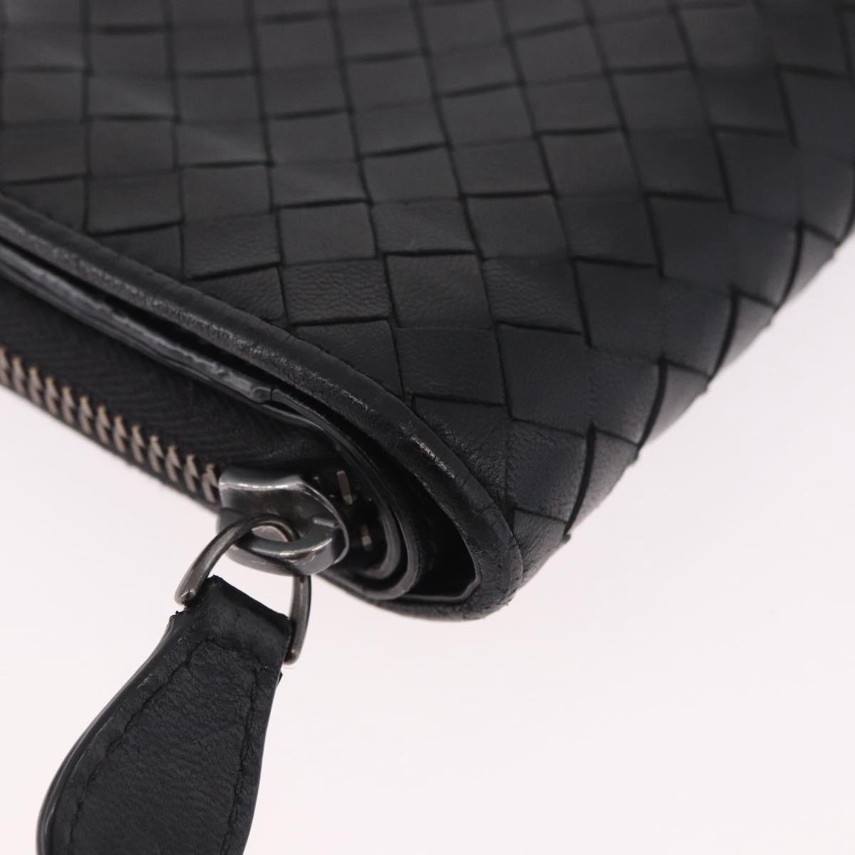 BOTTEGA VENETA INTRECCIATO Wallet Leather Black Auth 189385A