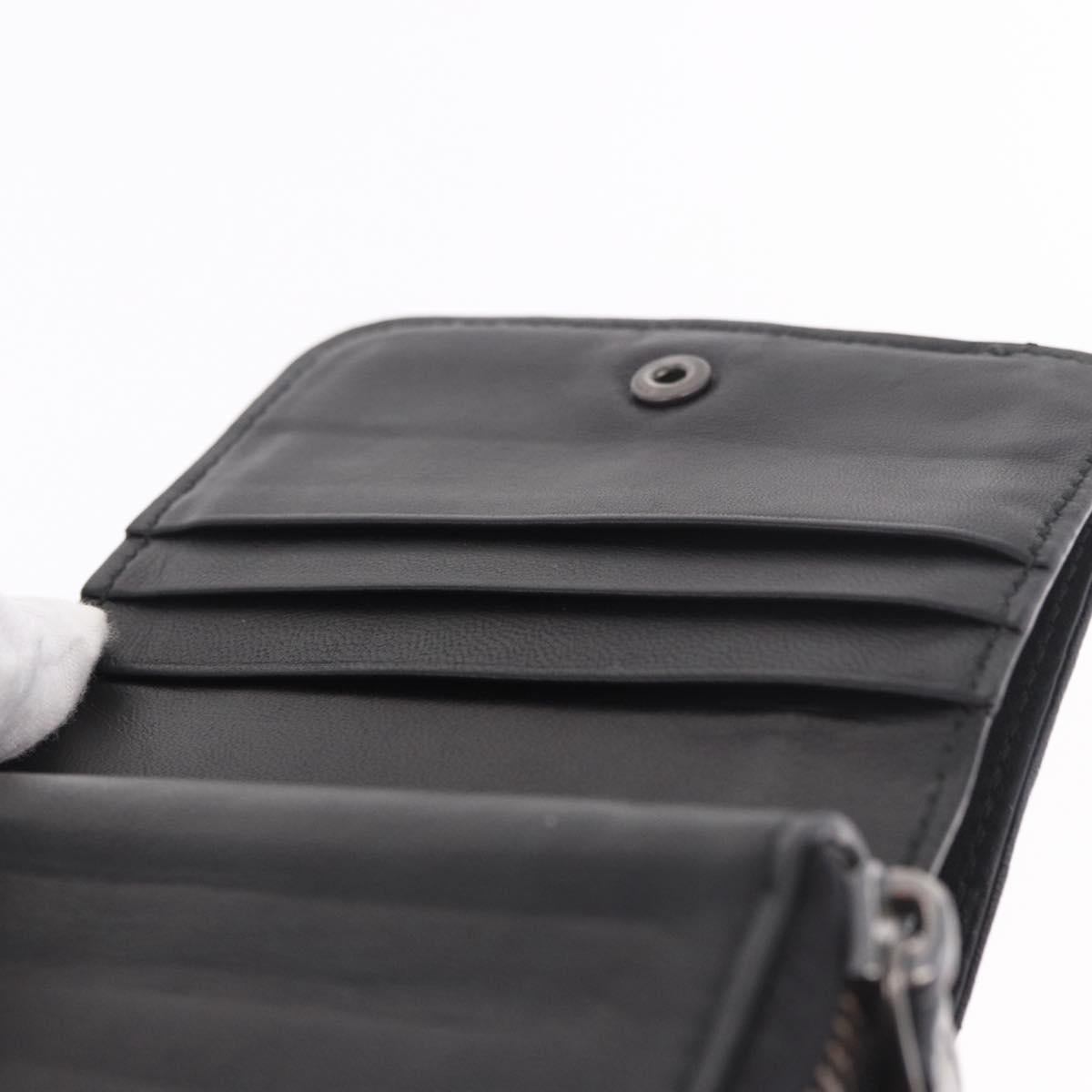 BOTTEGA VENETA INTRECCIATO Wallet Leather Black Auth 189385A
