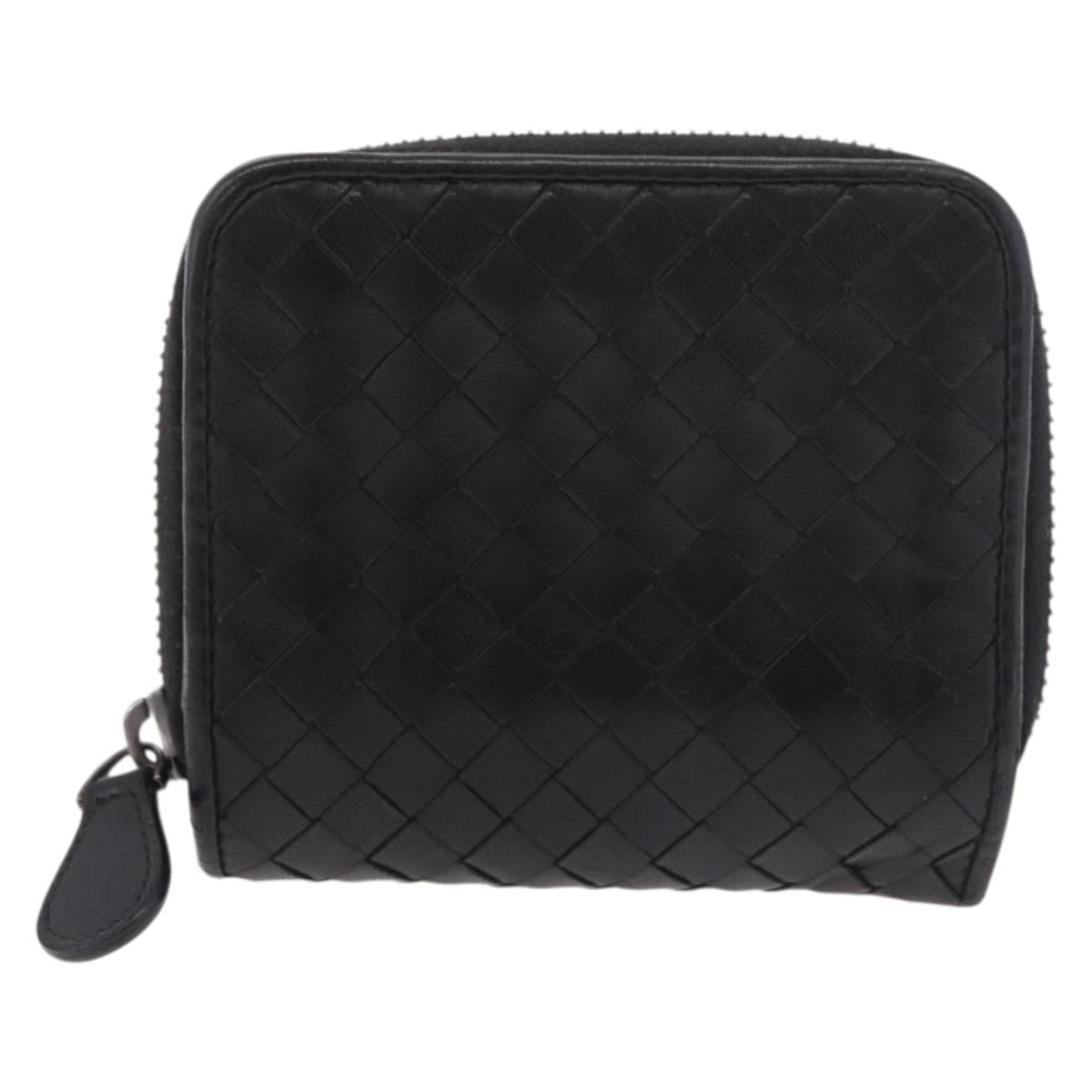 BOTTEGA VENETA INTRECCIATO Wallet Leather Black Auth 189385A