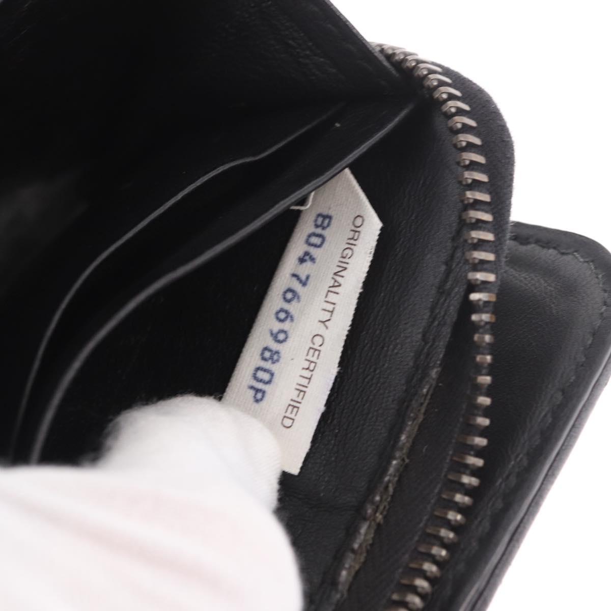 BOTTEGA VENETA INTRECCIATO Wallet Leather Black Auth 189385A
