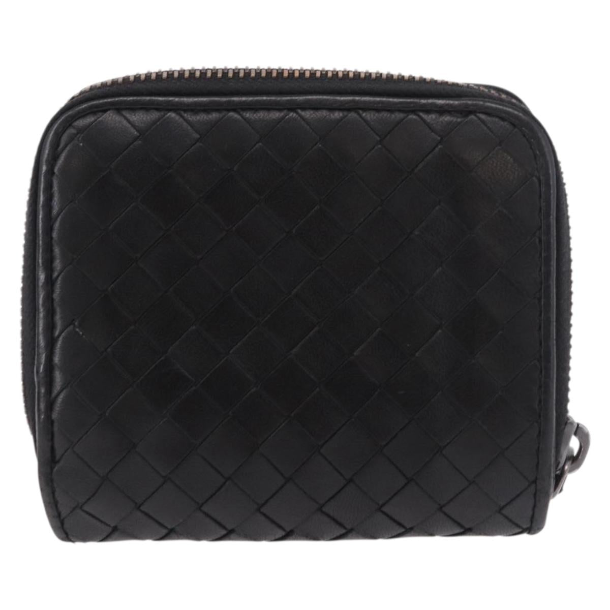 BOTTEGA VENETA INTRECCIATO Wallet Leather Black Auth 189385A