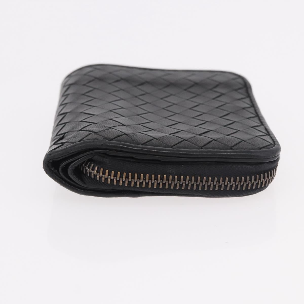 BOTTEGA VENETA INTRECCIATO Wallet Leather Black Auth 189385A