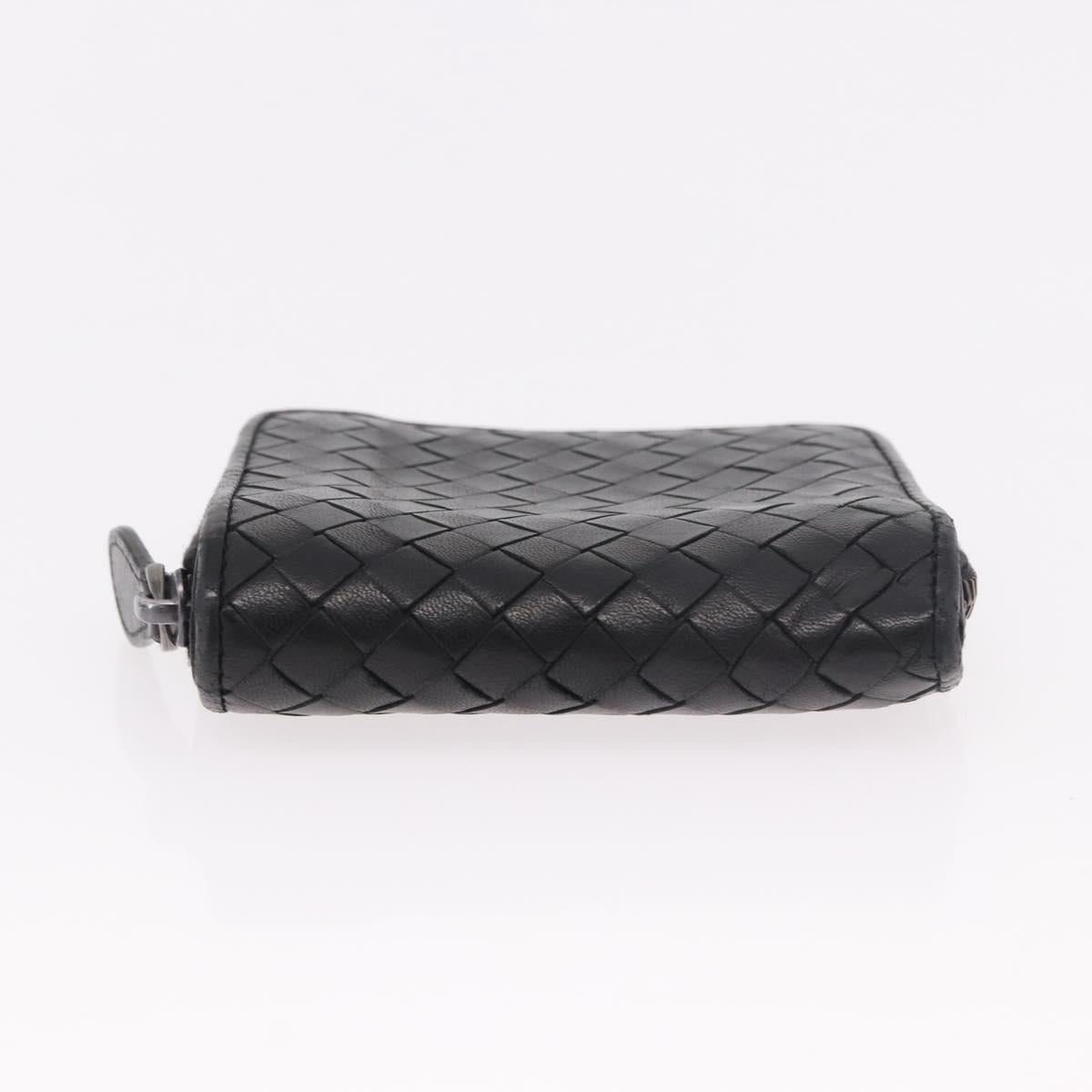BOTTEGA VENETA INTRECCIATO Wallet Leather Black Auth 189385A
