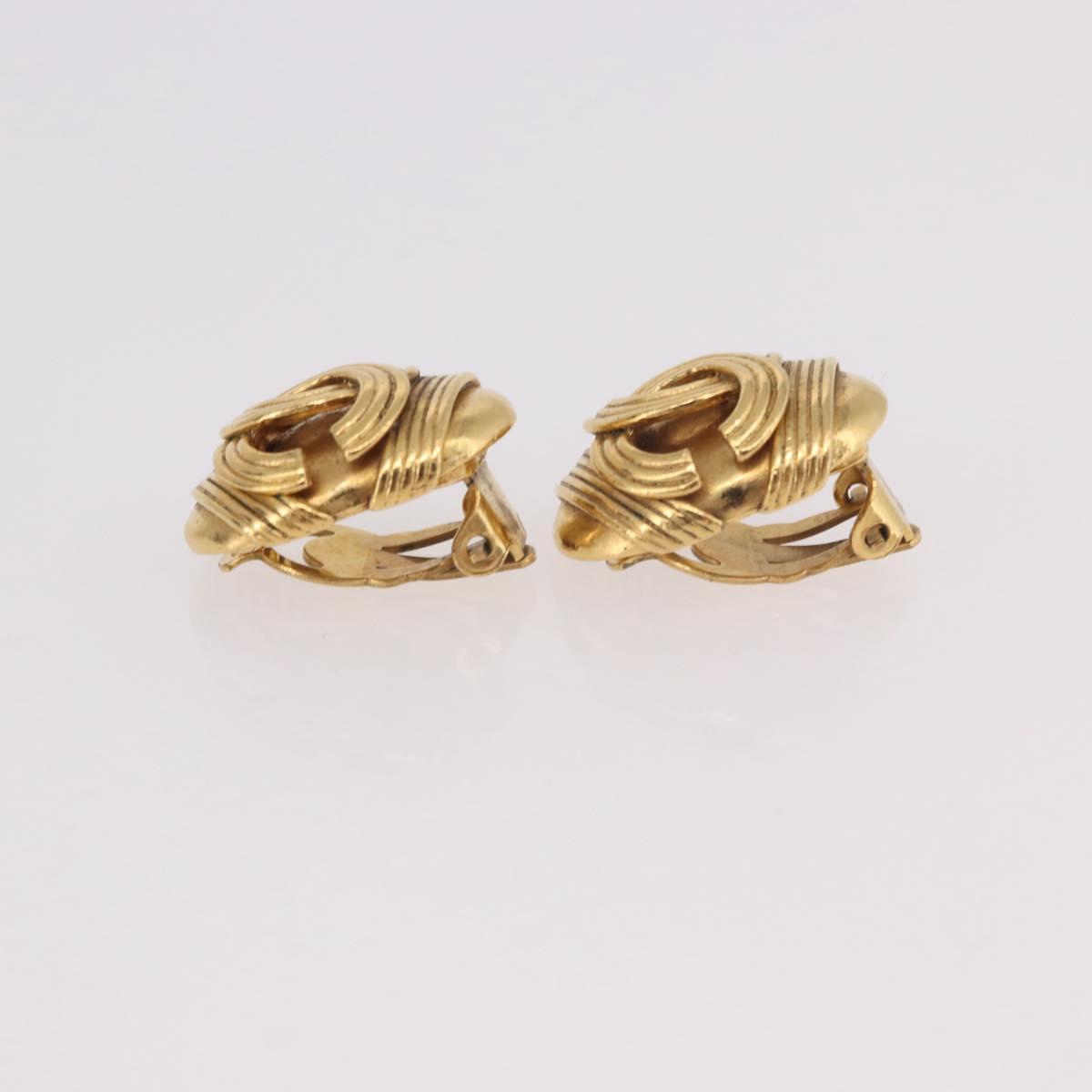 CHANEL COCO Mark Earring Metal Gold Tone CC Auth 189389