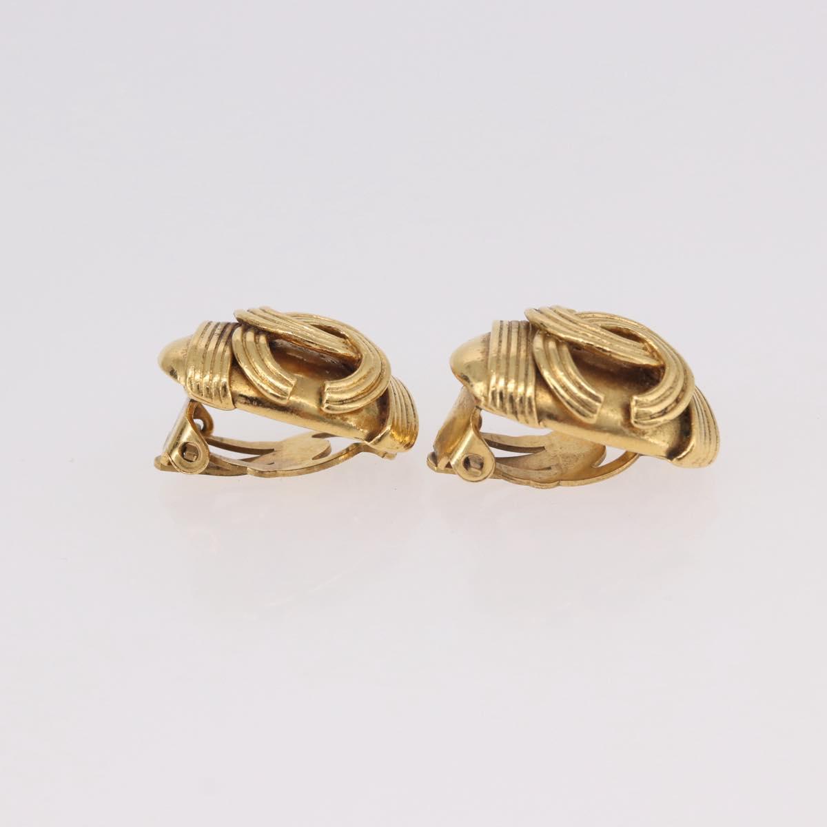 CHANEL COCO Mark Earring Metal Gold Tone CC Auth 189389