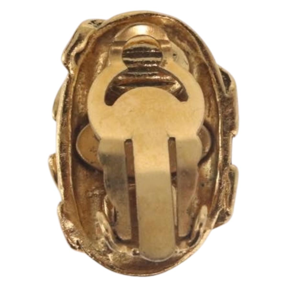 CHANEL COCO Mark Earring Metal Gold Tone CC Auth 189389