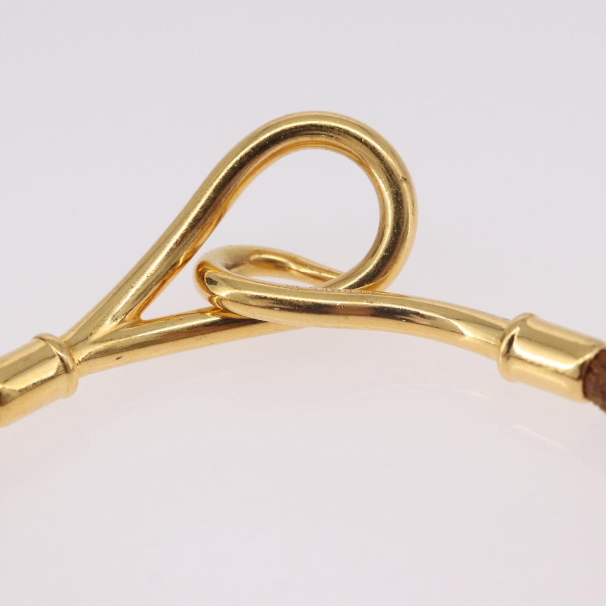 HERMES Jumbo Bracelet Leather Brown Gold Auth 189396