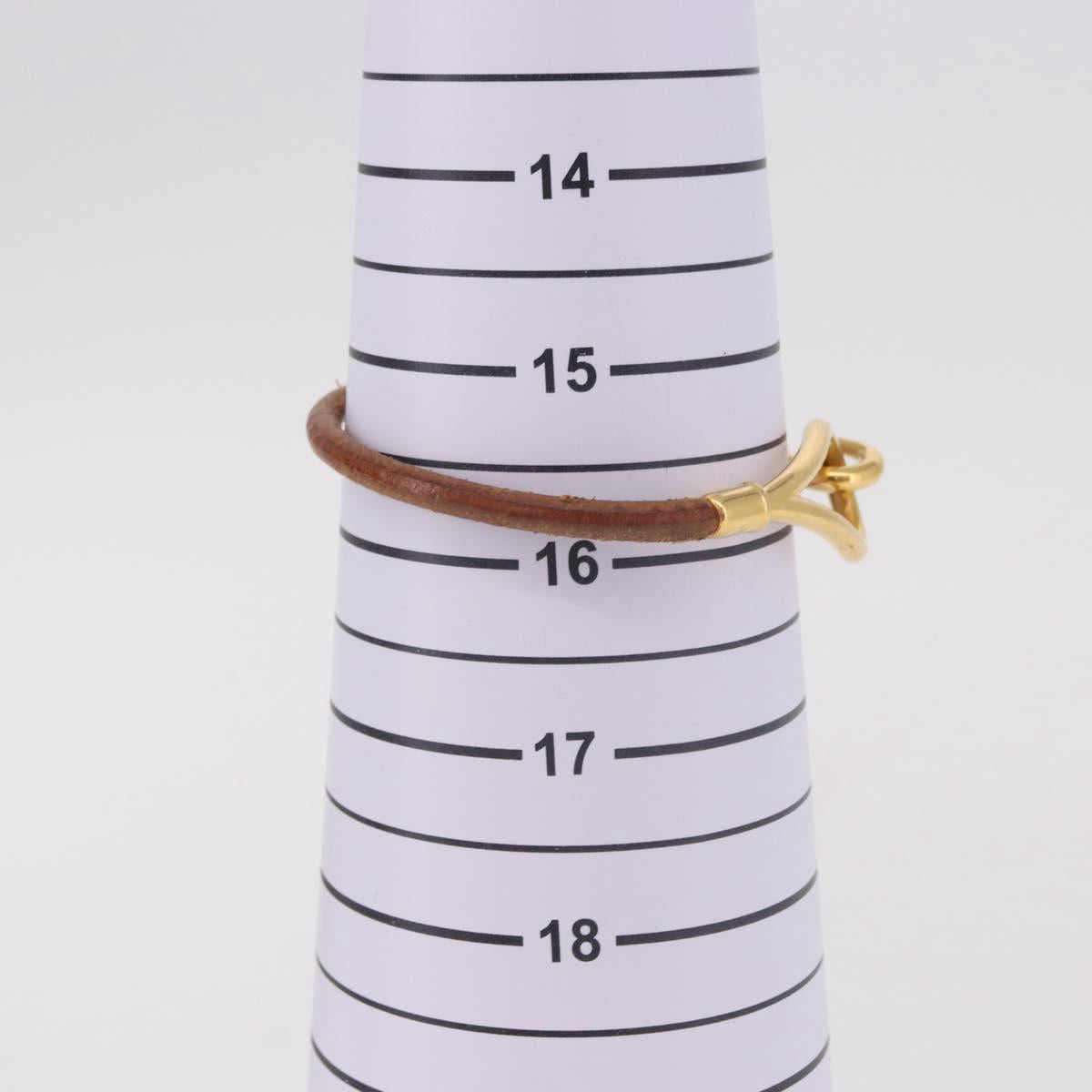 HERMES Jumbo Bracelet Leather Brown Gold Auth 189396