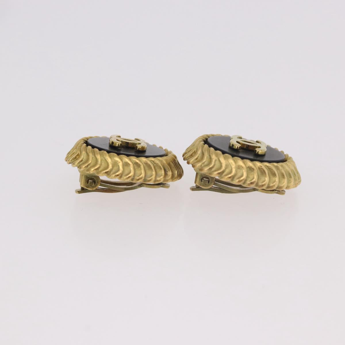 CHANEL Earring Metal Gold Tone CC Auth 189398V