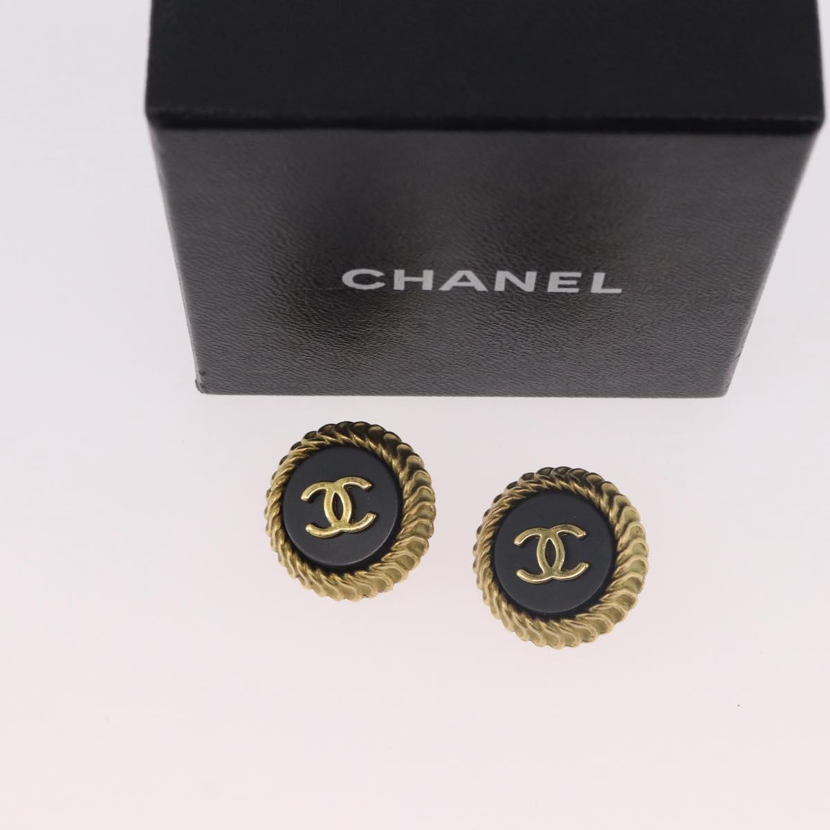 CHANEL Earring Metal Gold Tone CC Auth 189398V