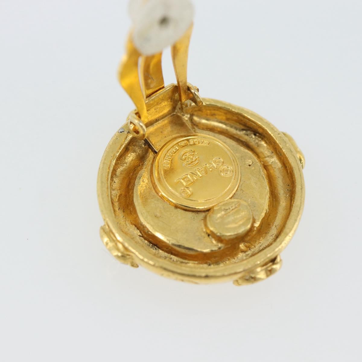 CHANEL Earring Metal Gold Tone CC Auth 189402M