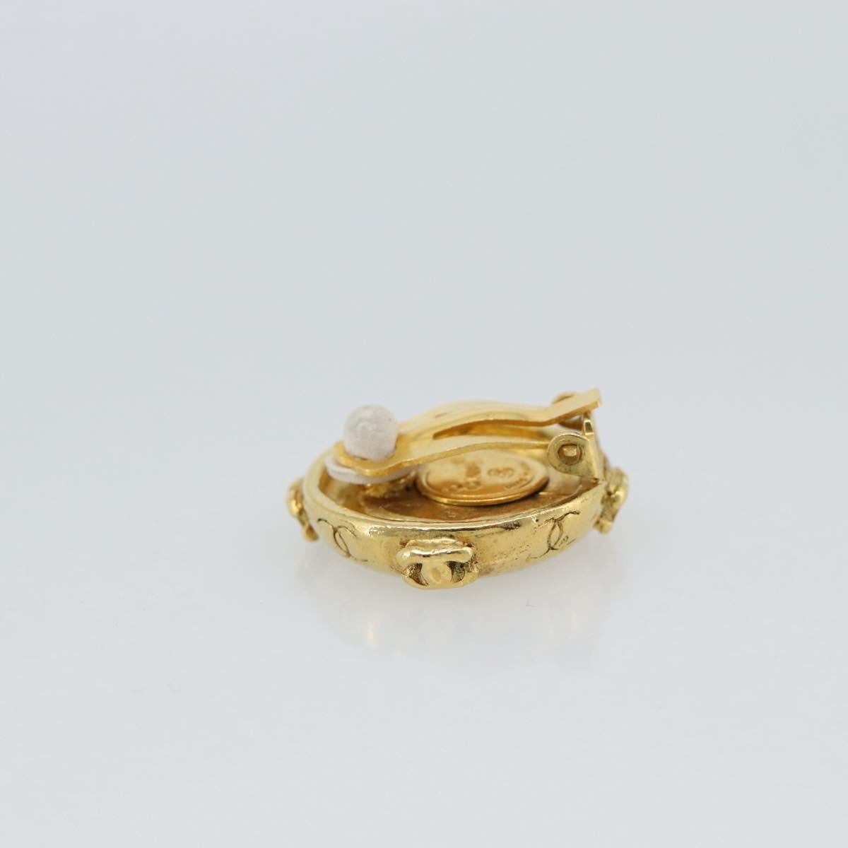 CHANEL Earring Metal Gold Tone CC Auth 189402M