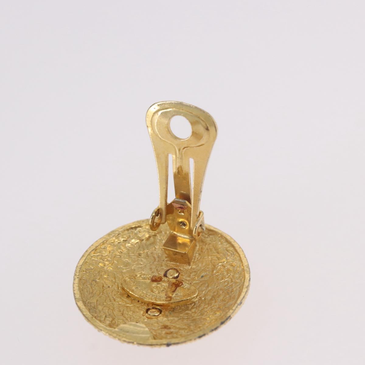 CHANEL Earring Metal Gold Tone CC Auth 189408
