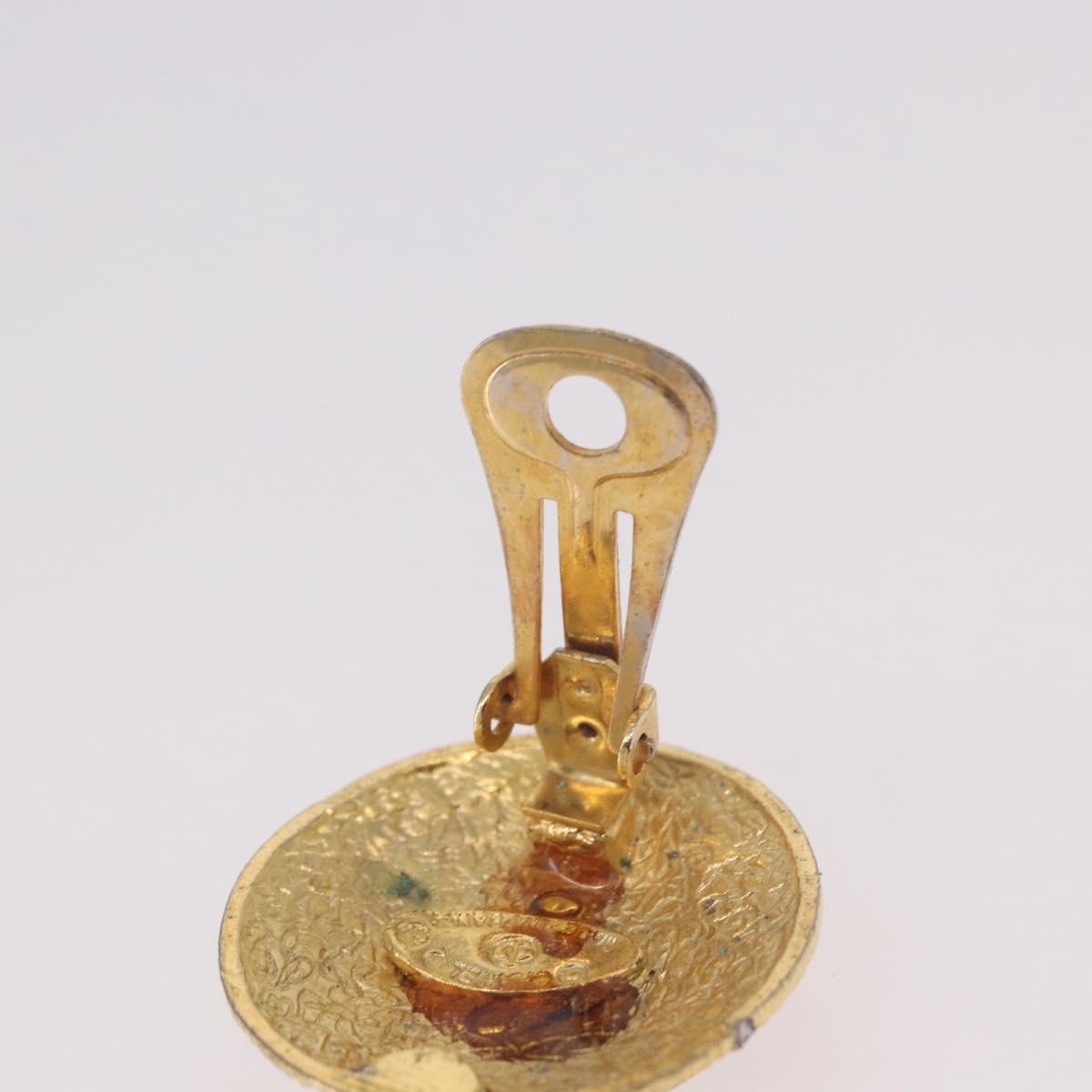 CHANEL Earring Metal Gold Tone CC Auth 189408