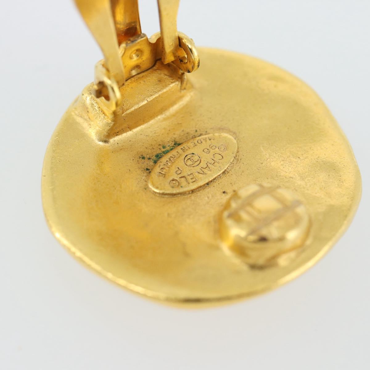 CHANEL Earring Metal Gold Tone CC Auth 189409