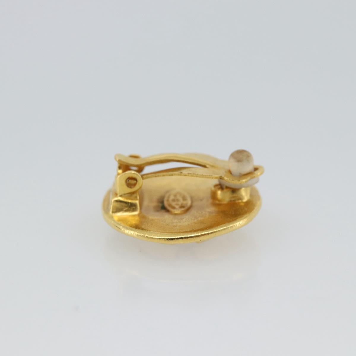 CHANEL Earring Metal Gold Tone CC Auth 189409