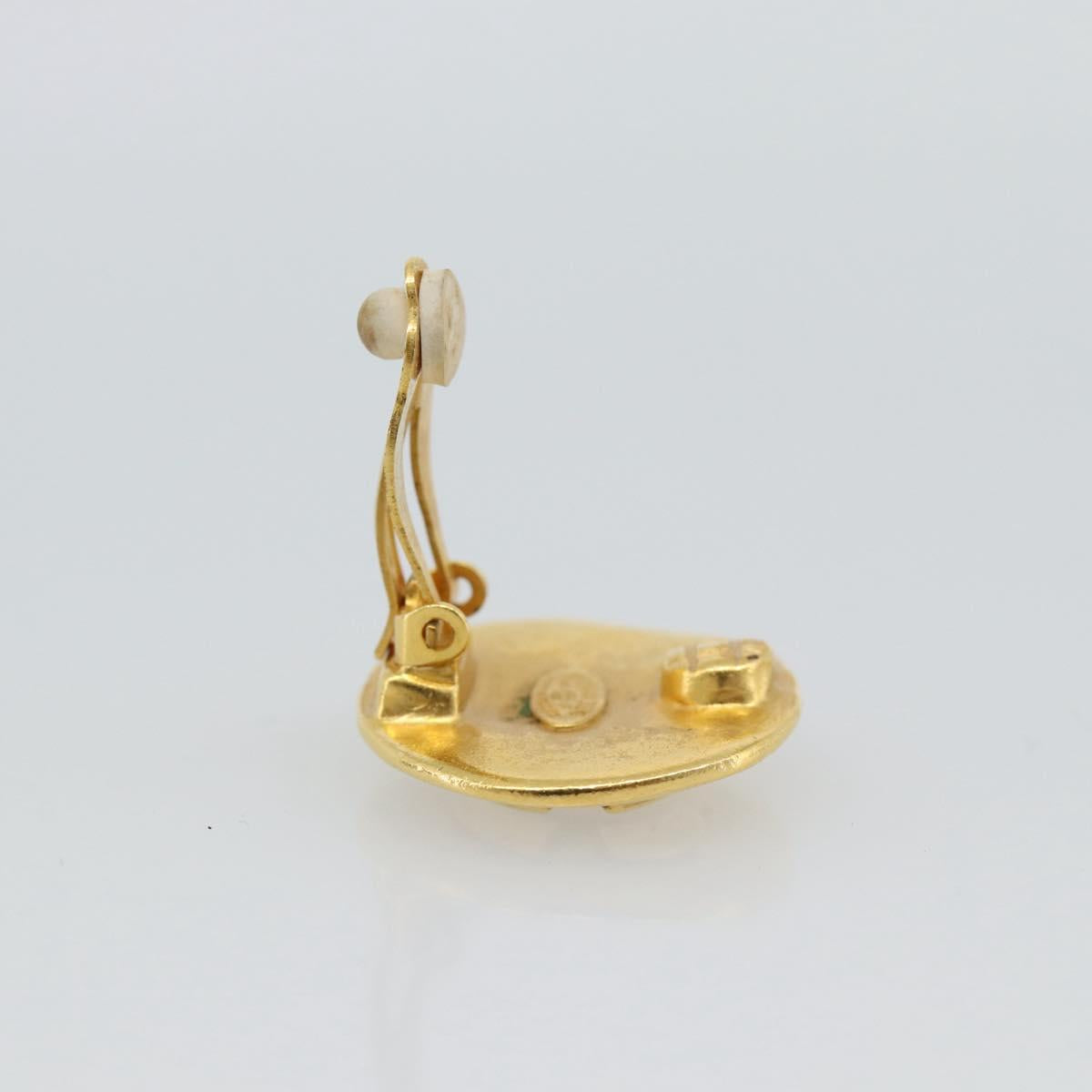 CHANEL Earring Metal Gold Tone CC Auth 189409