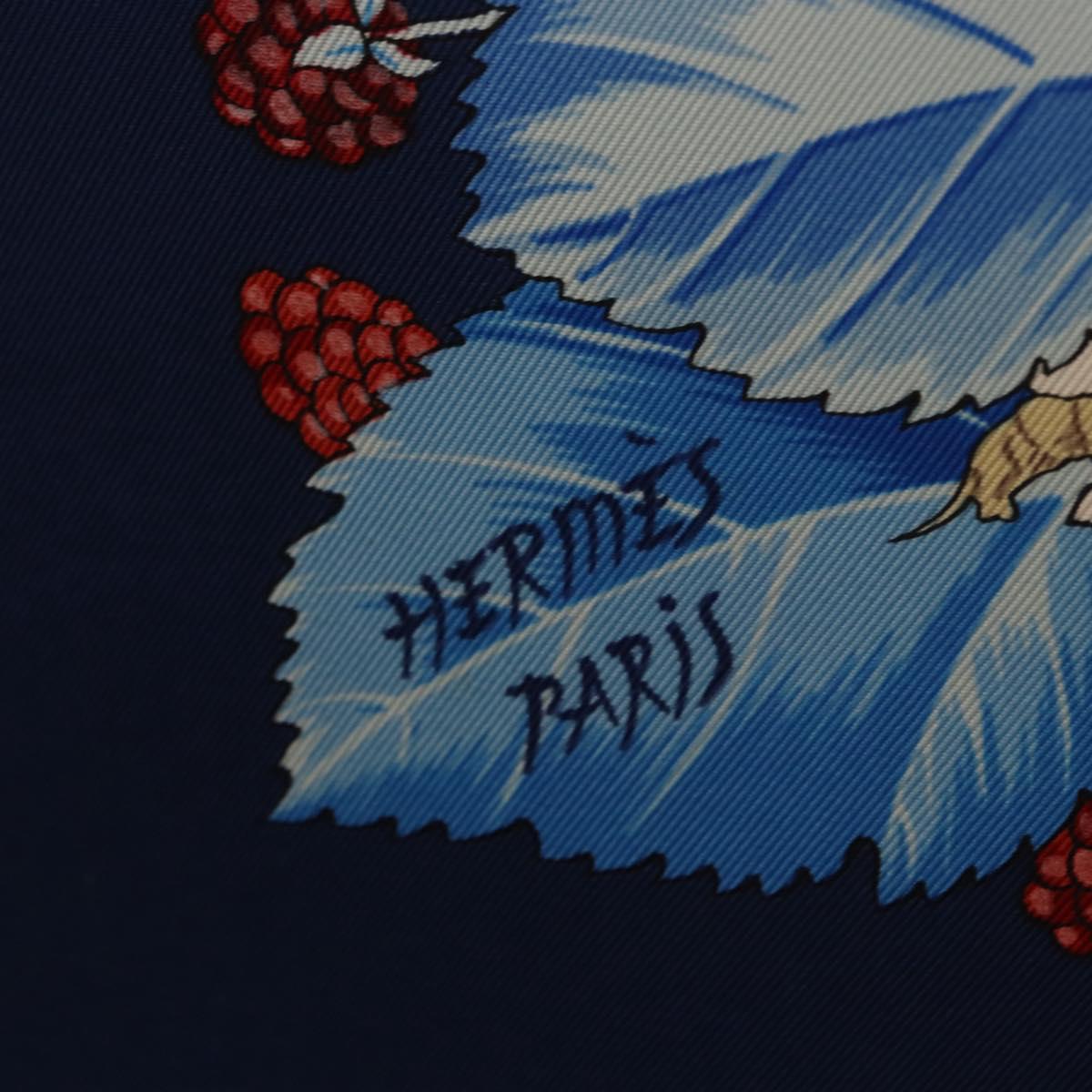 HERMES Carre 90 Scarf ”I`ARBRE de SOiE” Silk Blue Auth 189417M