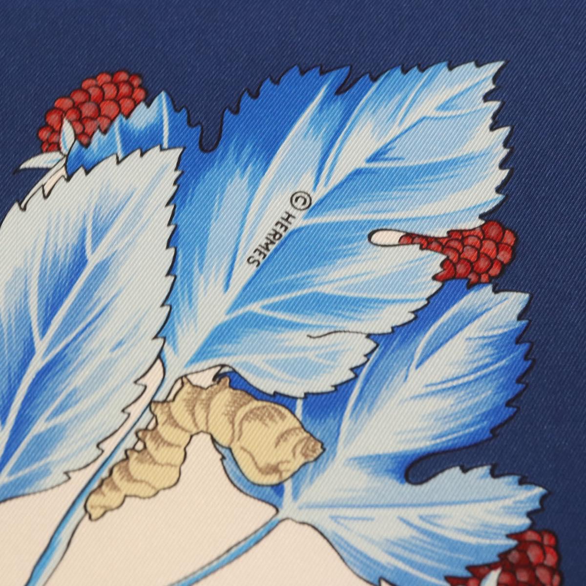HERMES Carre 90 Scarf ”I`ARBRE de SOiE” Silk Blue Auth 189417M
