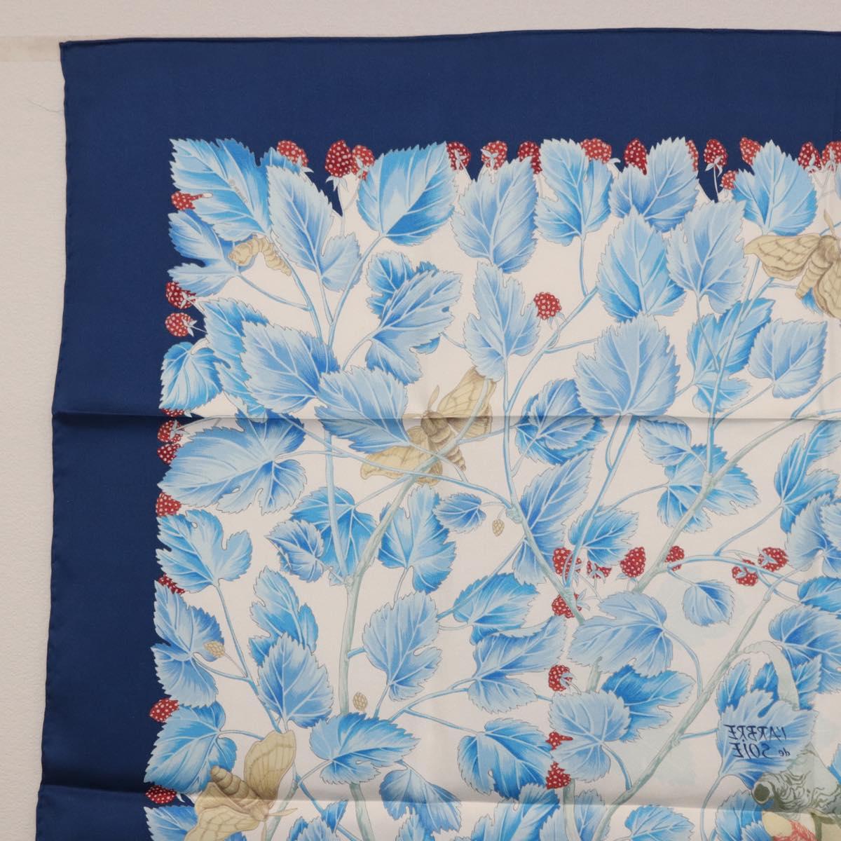 HERMES Carre 90 Scarf ”I`ARBRE de SOiE” Silk Blue Auth 189417M