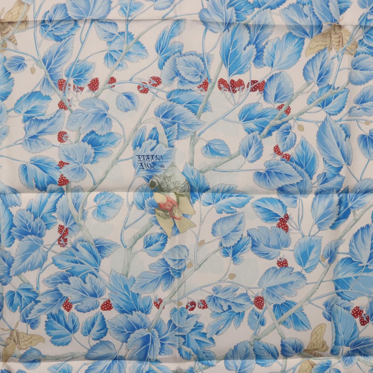 HERMES Carre 90 Scarf ”I`ARBRE de SOiE” Silk Blue Auth 189417M