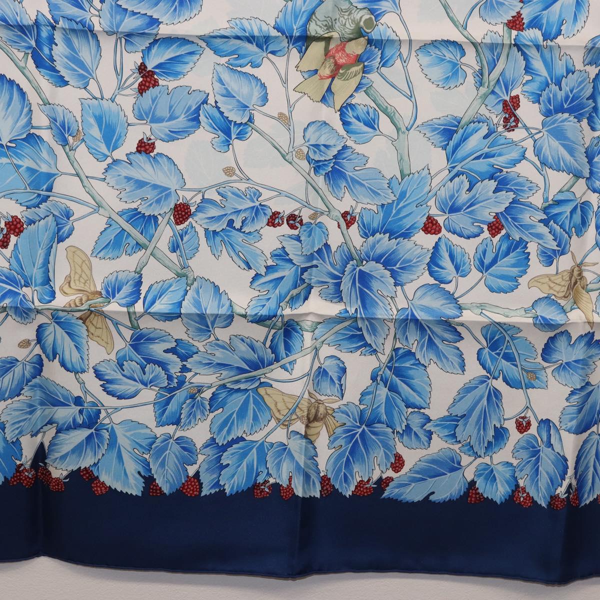HERMES Carre 90 Scarf ”I`ARBRE de SOiE” Silk Blue Auth 189417M